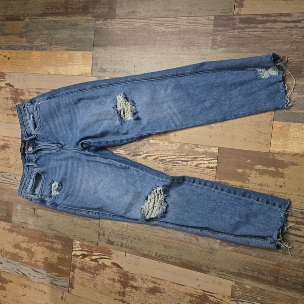 Judy Blue Distressed Straight Leg Jeans - Blue